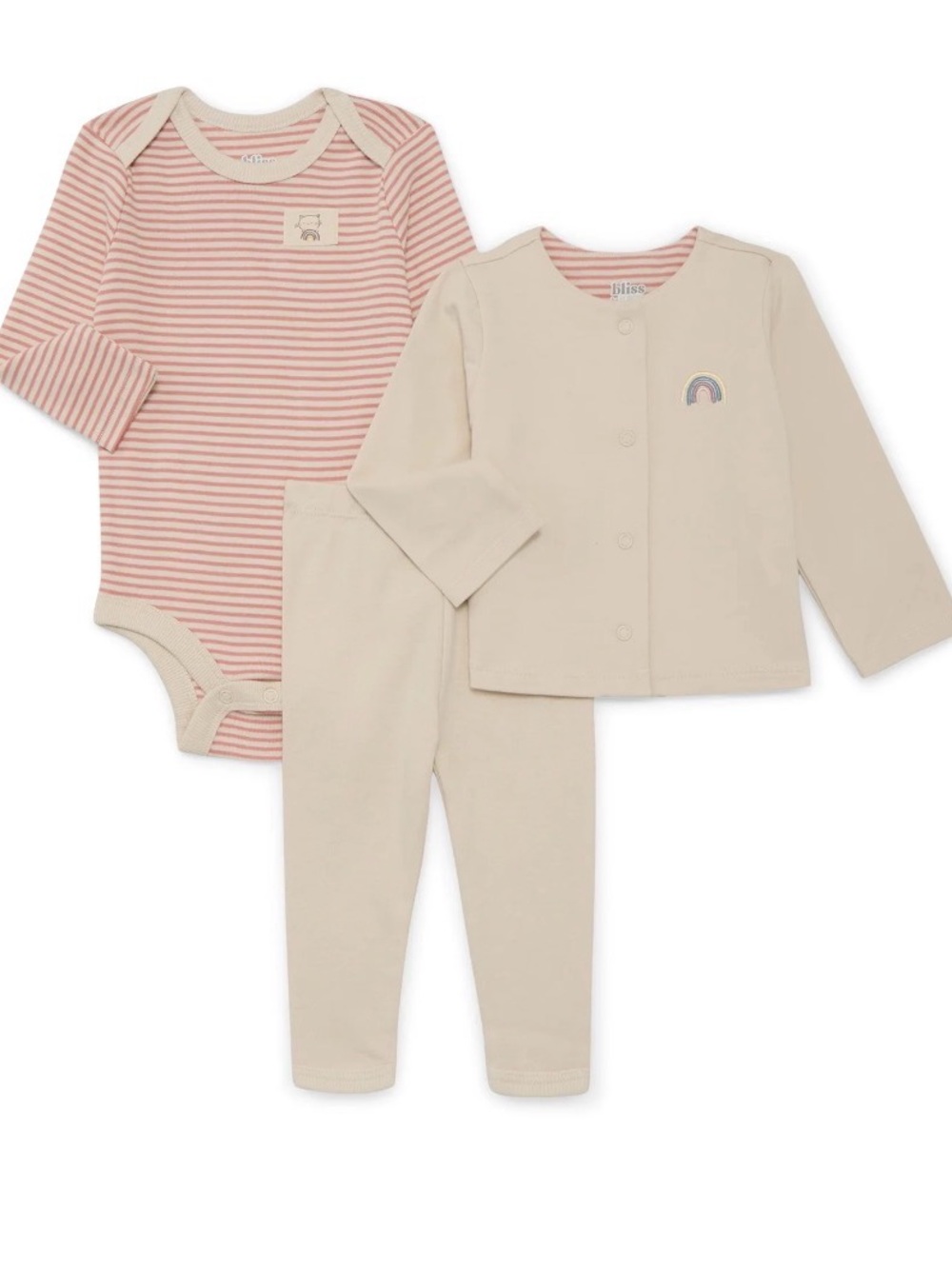 Garanimals Cream and Pink Baby 3-Piece Matching Set